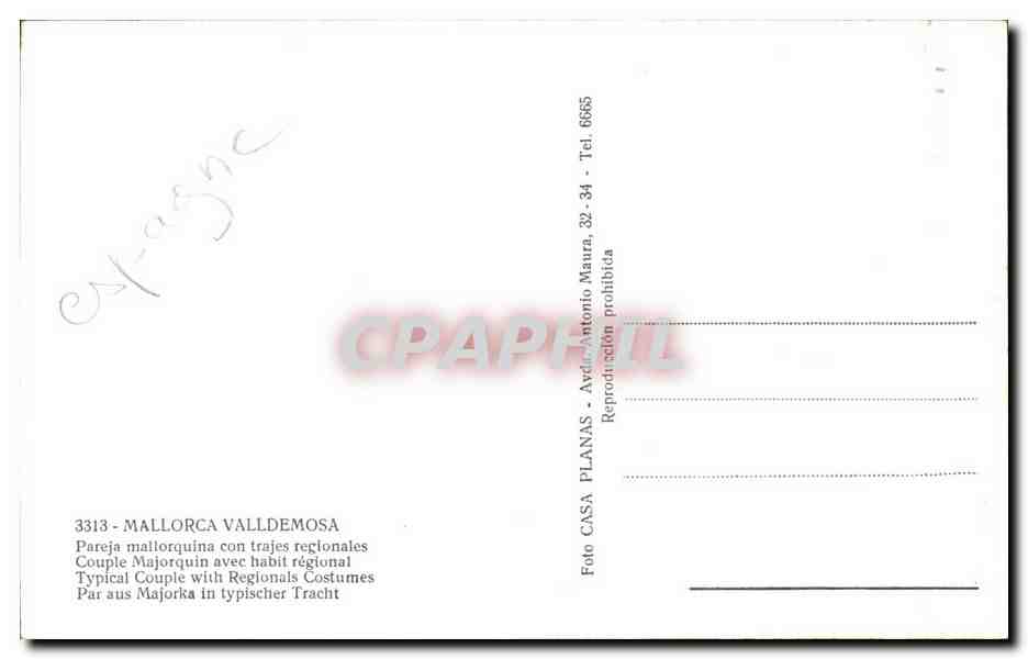 CPSM Espagne Spain Espana Mallorca Valldemosa Paysans Mouton Berger Bergere — Back