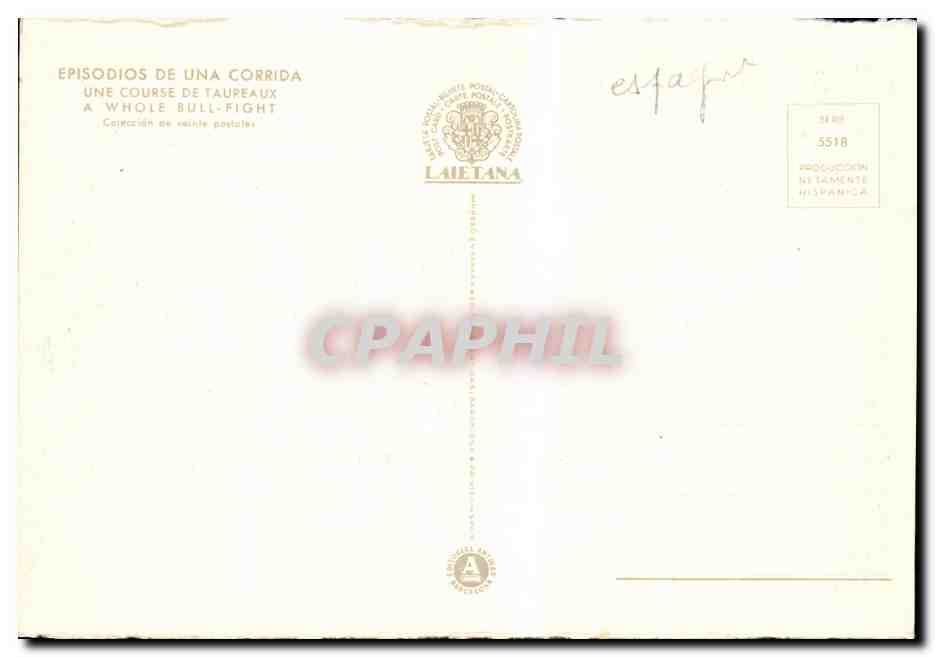 CPA Espagne Spain Espana Une course de taureaux Loge d honneur Folklore Costume — Rückseite