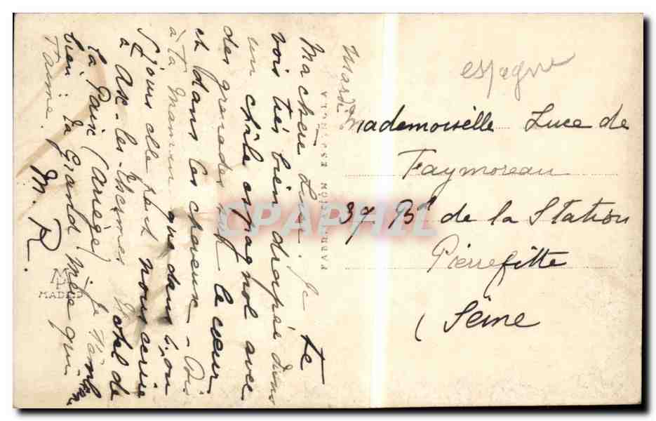 CPA Espagne Spain Espana Femme Folklore Costume — Verso