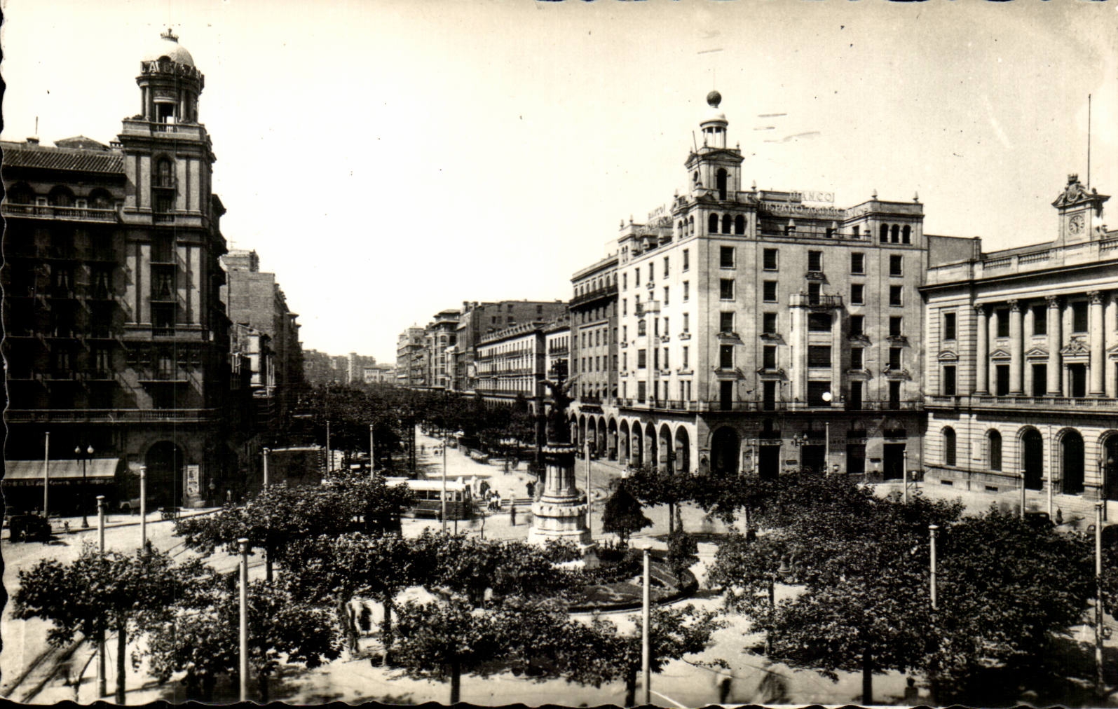 CPSM Espagne Spain Espana Zaragoza Plaza de Espana y Paseo de la Independenzia