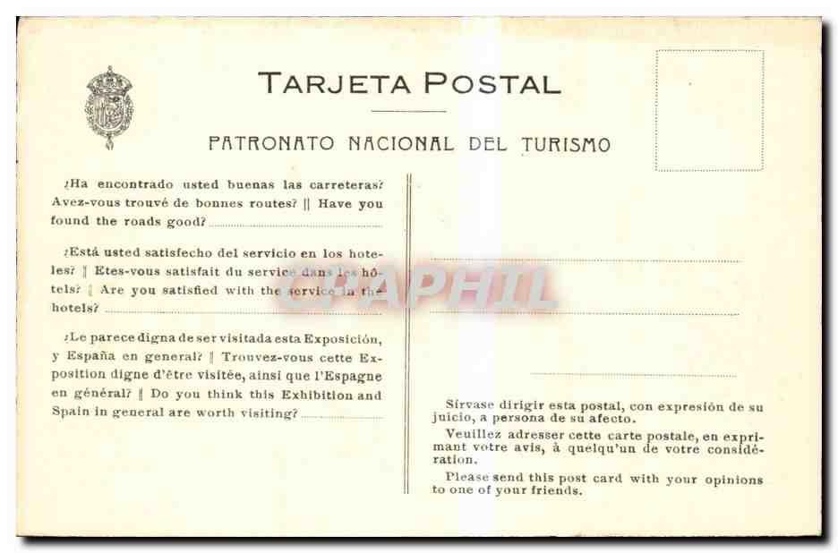 CPA Espagne Spain Espana Exposicion Internacional de Barcelona Pueblo Espanol Calle de Caballeros — Verso