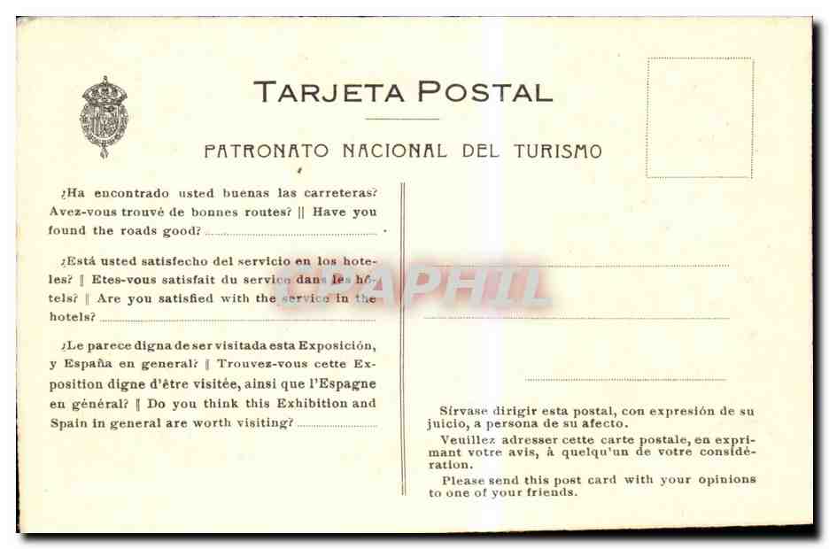 CPA Espagne Spain Espana Exposicion Internacional de Barcelona Un aspecto del palacio nacional — Rückseite