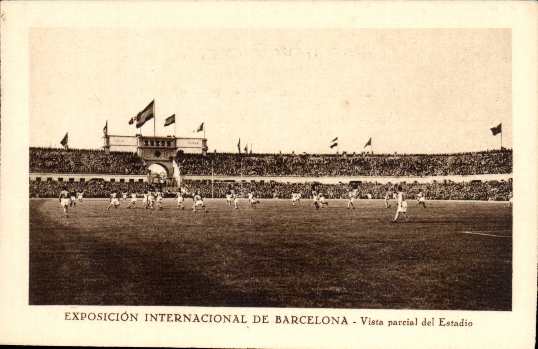 CPA Espagne Spain Espana Exposicion Internacional de Barcelona Vista parcial de Estadio Football Soccer