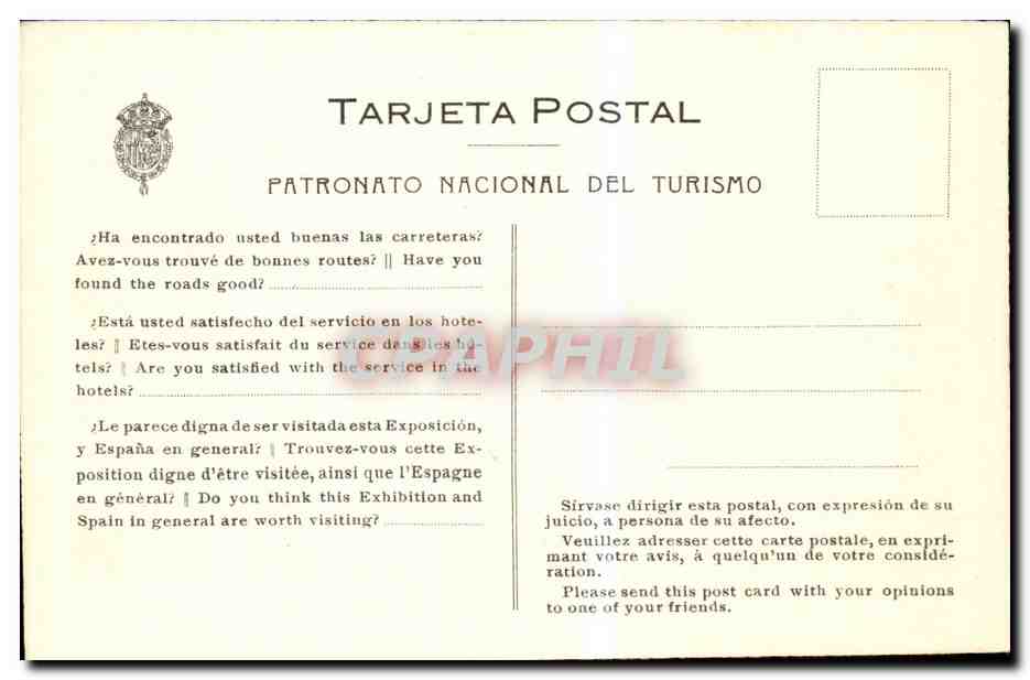 CPA Espagne Spain Espana Exposicion Internacional de Barcelona Teatro Griego — Rückseite