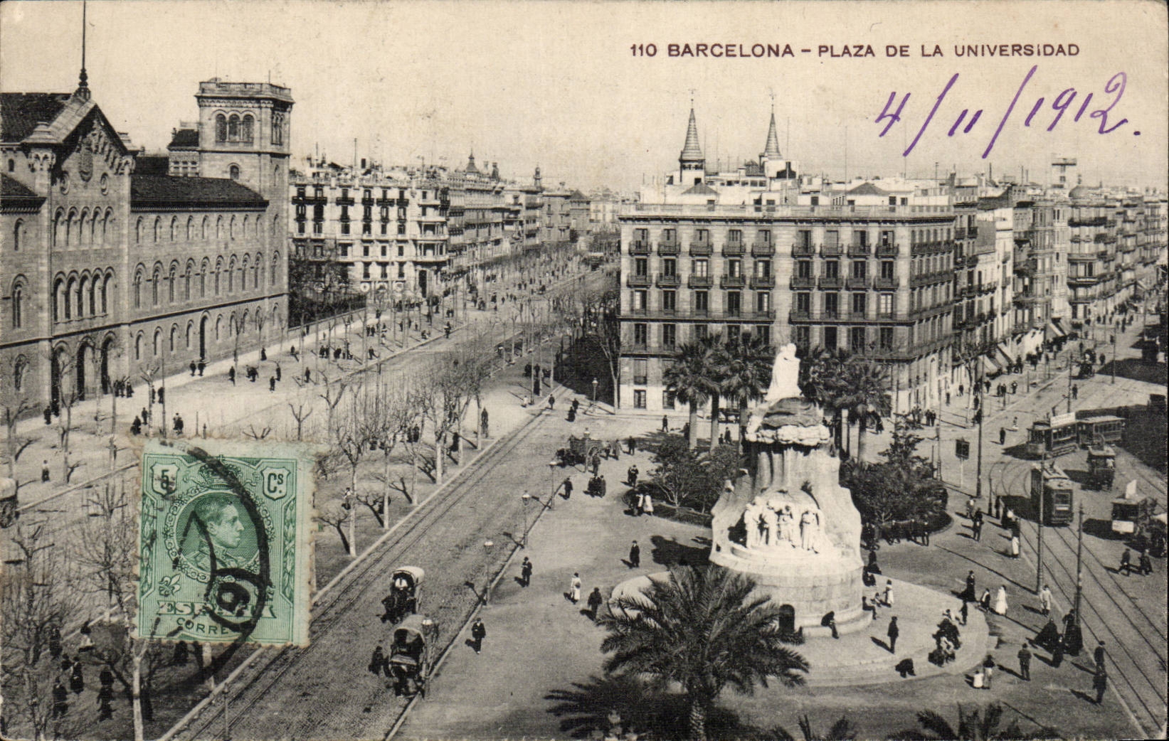 CPSM Espagne Spain Espana Barcelona Plaza de la Universidad