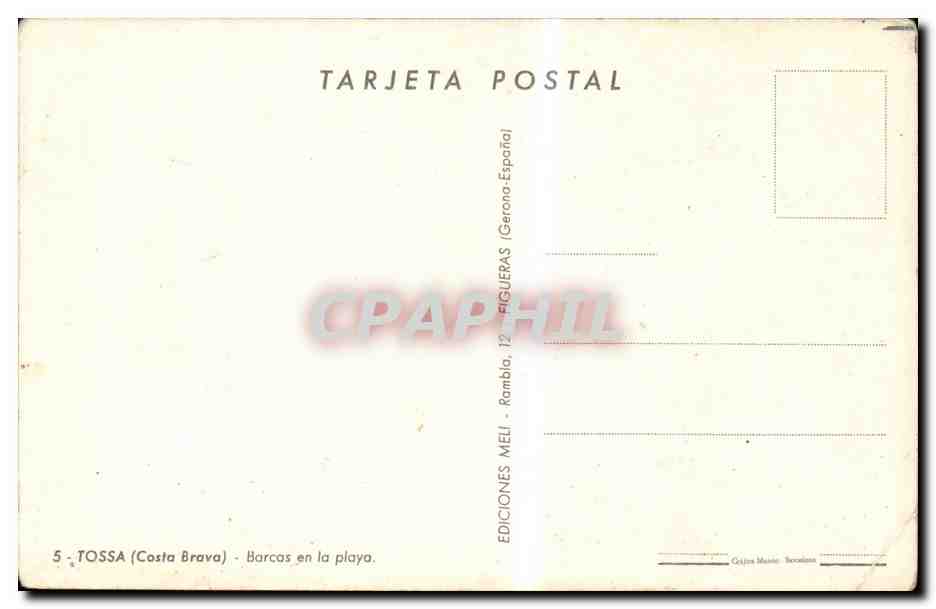 CPA Espagne Spain Espana Tossa Costa Brava Barcas en la playe — Back