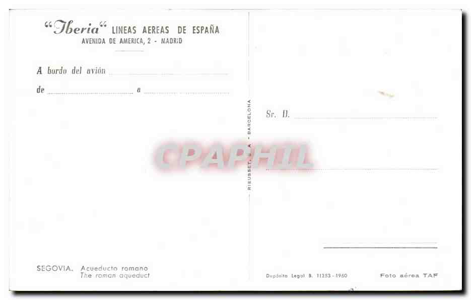 CPSM Espagne Spain Espana Segovia Acueducto romano — Rückseite