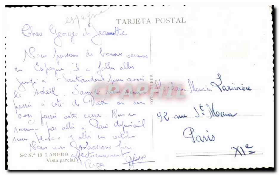 CPSM Espagne Spain Espana Laredo Vista parcial — Rückseite