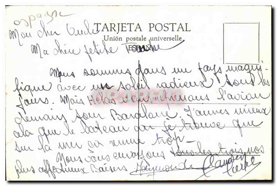 CPA Espagne Spain Espana Portais Nous Mallorca Playa y Hotel Los Pinos — Rückseite