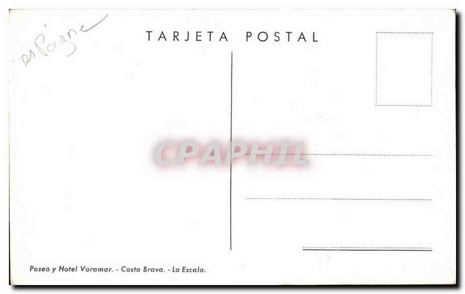 CPSM Espagne Spain Espana Paseo y Hotel Voromar Costa Brava La Escala — Rückseite