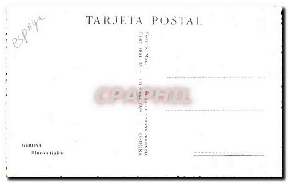 CPSM Espagne Spain Espana Gerona Rincon tipico — Back