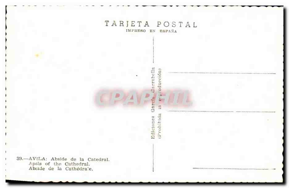 CPA Espagne Spain Espana Avila Abside de la catedral  — Back