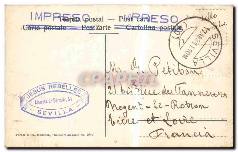 CPA Espagne Espana Spain Sevilla Costumbres andalusas La fuente del pueblo Ane Donkey — Rückseite