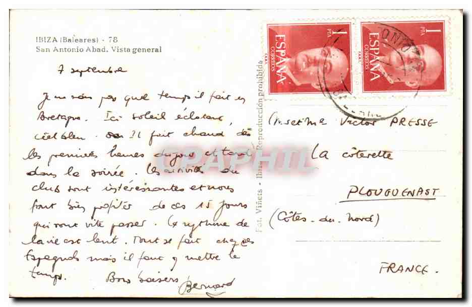 CPA Espagne Spain Espana Ibiza San Antonio Abad Vista general — Rückseite