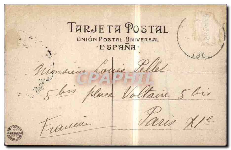 CPA Espagne Spain Espana Malaga Catedral y Aduana Desde el Faro — Rückseite