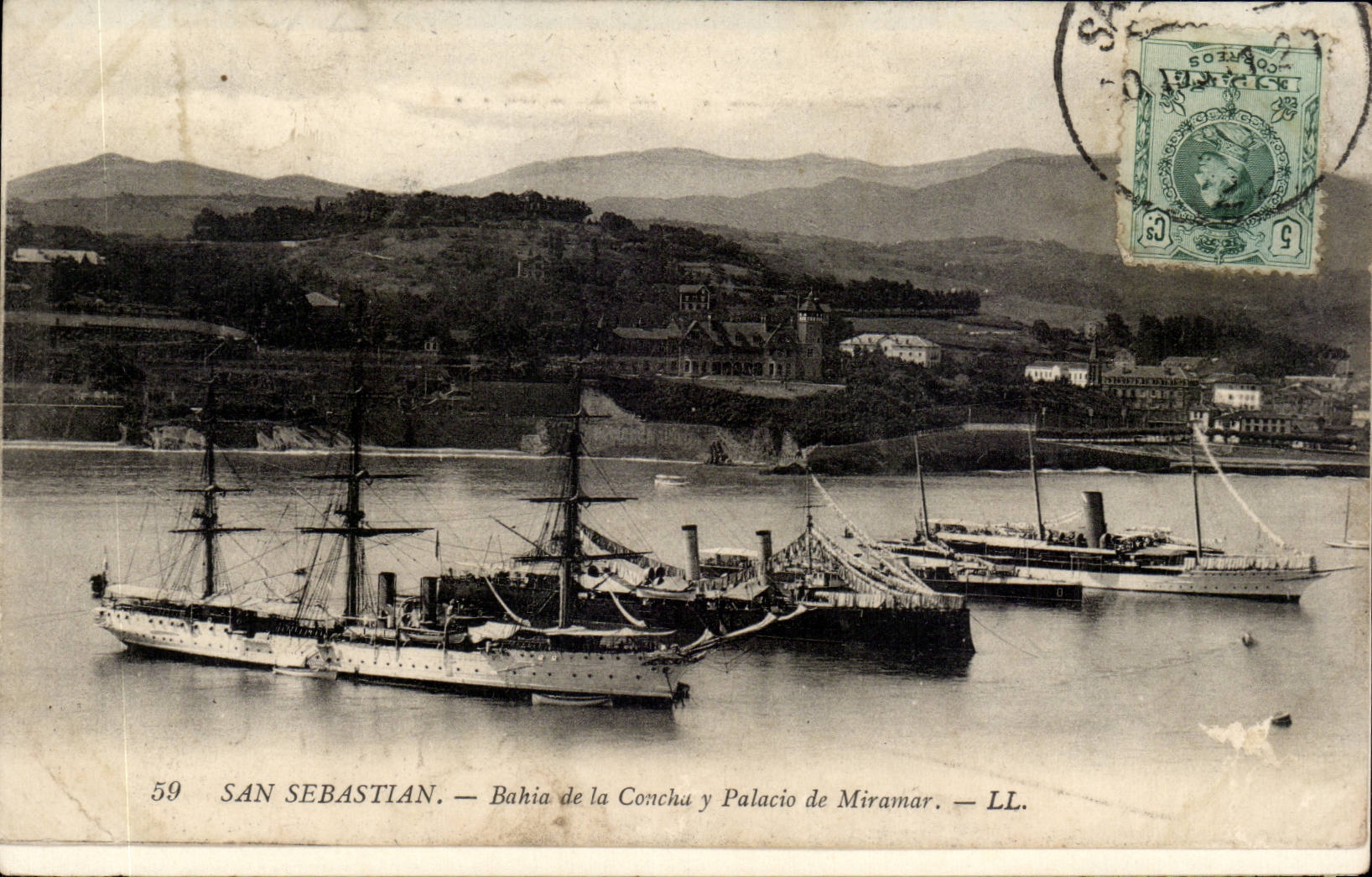 CPA Espagne Espana Spain San Sebastian Bahia de la Concha y palacio de Miramar