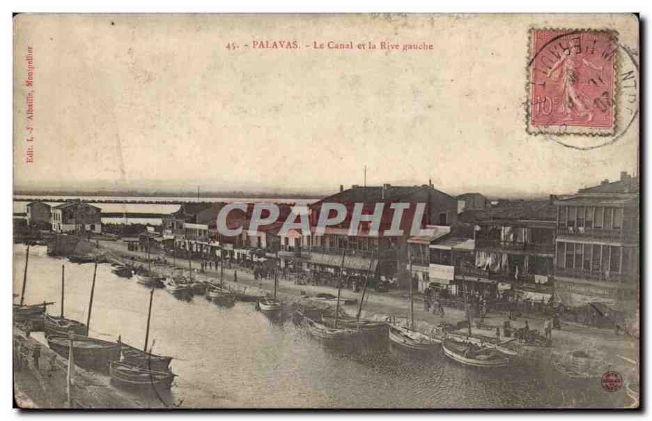CPA Palavas Le canal et la rive gauche