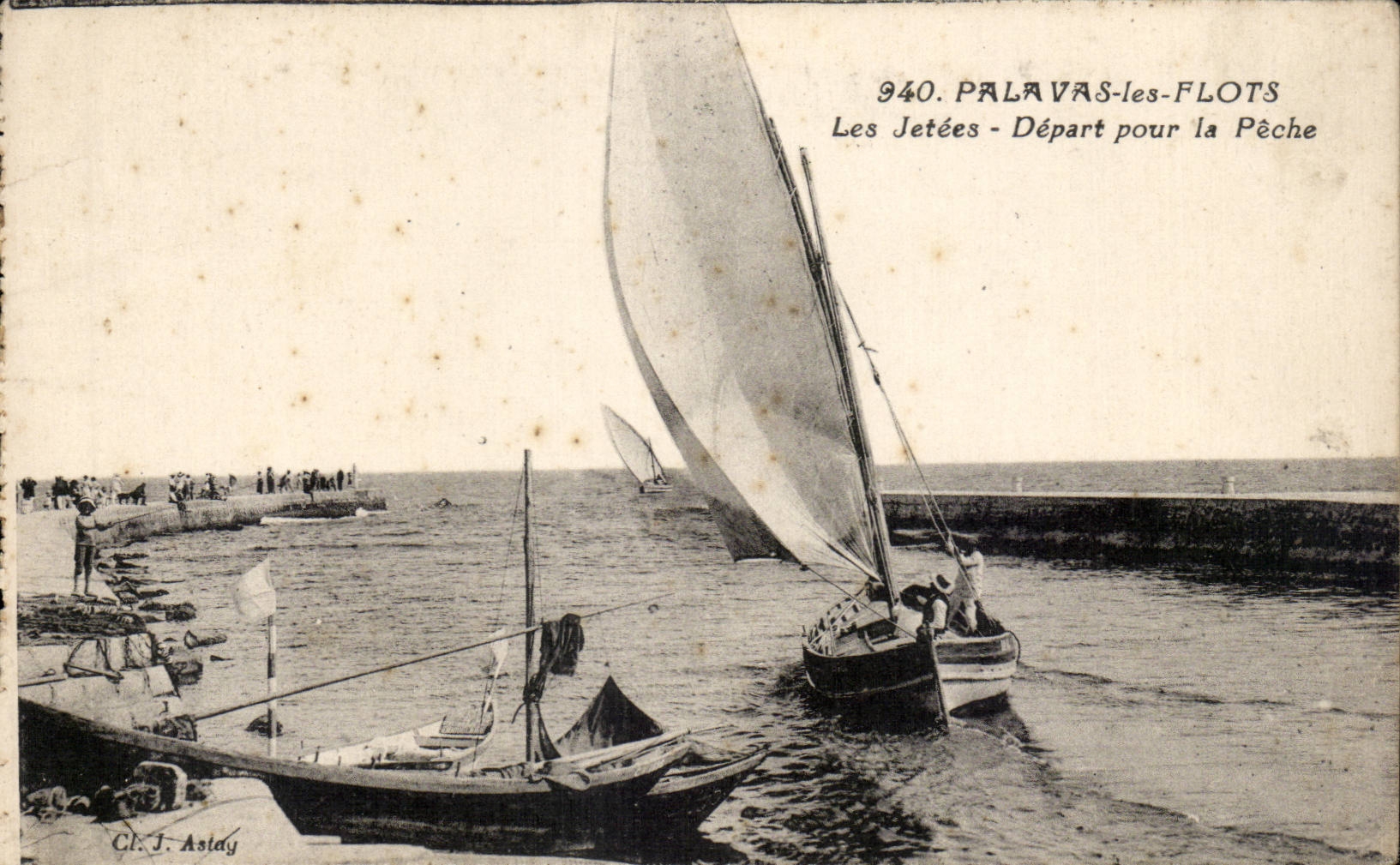 CPA Palavas les flots Les jetees Depart pour la peche