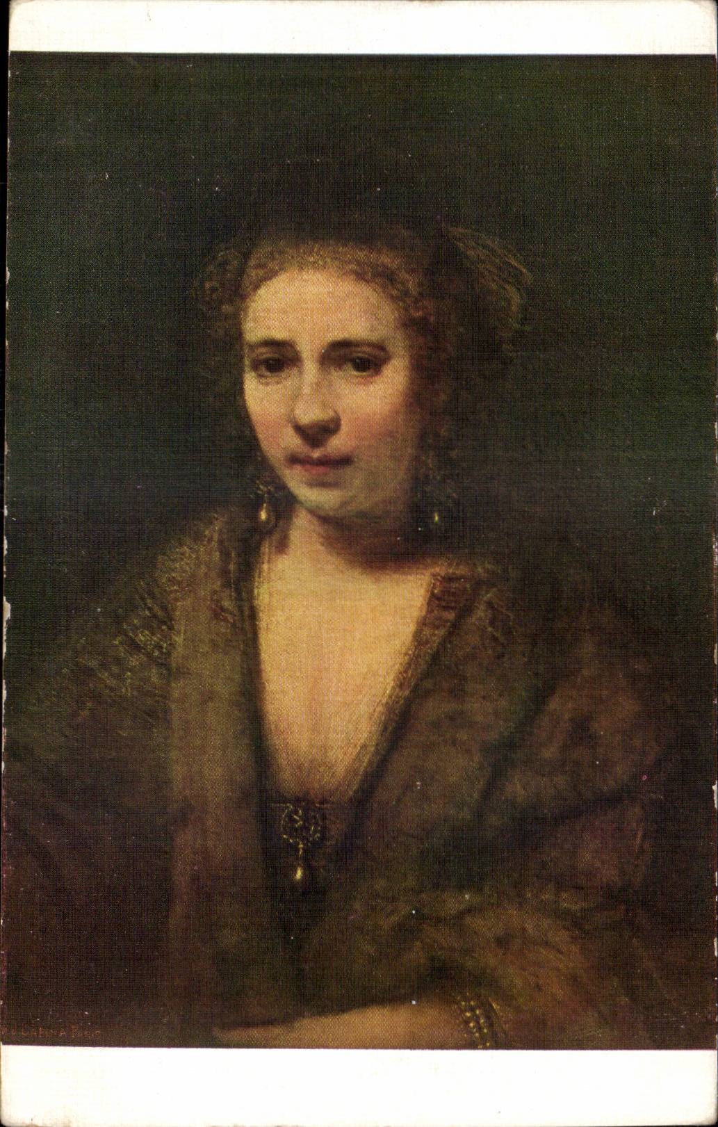 CPA Musee du Louvre Paris Rembrandt Portrait de jeune femme 