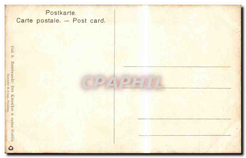 CPA Rembrandt Der Kunstler und seine Gattin — Verso