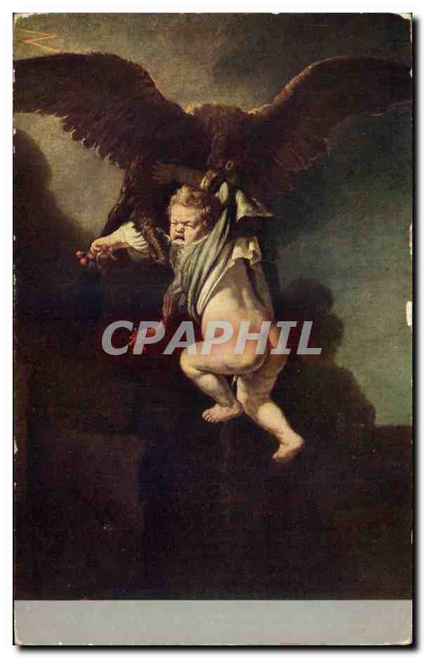 CPA Rembrandt Ganymed Enfant et aigle Eagle