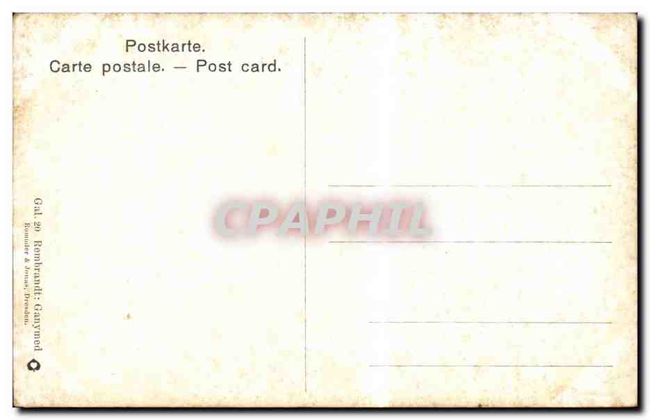 CPA Rembrandt Ganymed Enfant et aigle Eagle — Verso