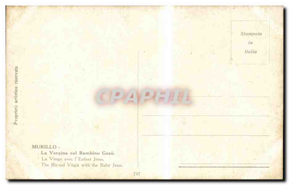 CPA Murillo La Vergine col Bambino Gesu — Verso