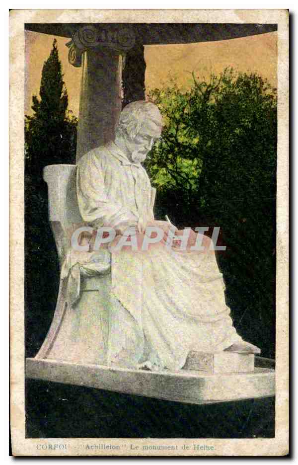 CPA Grece Greece Corfou Achilleion Le monument de Heine