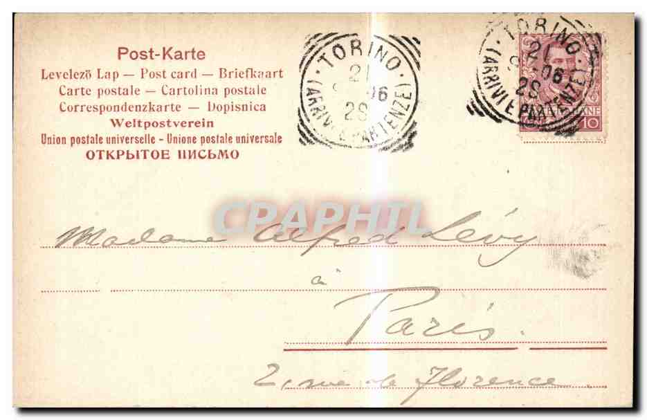 CPA Italie Italia Torino Monte del Cappucini — Rückseite