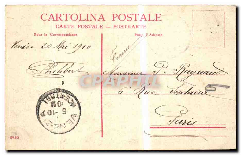 CPA Italie Italia Venezia Riva degli Schiavoni e Monumento Vittorio Emanuele — Rückseite