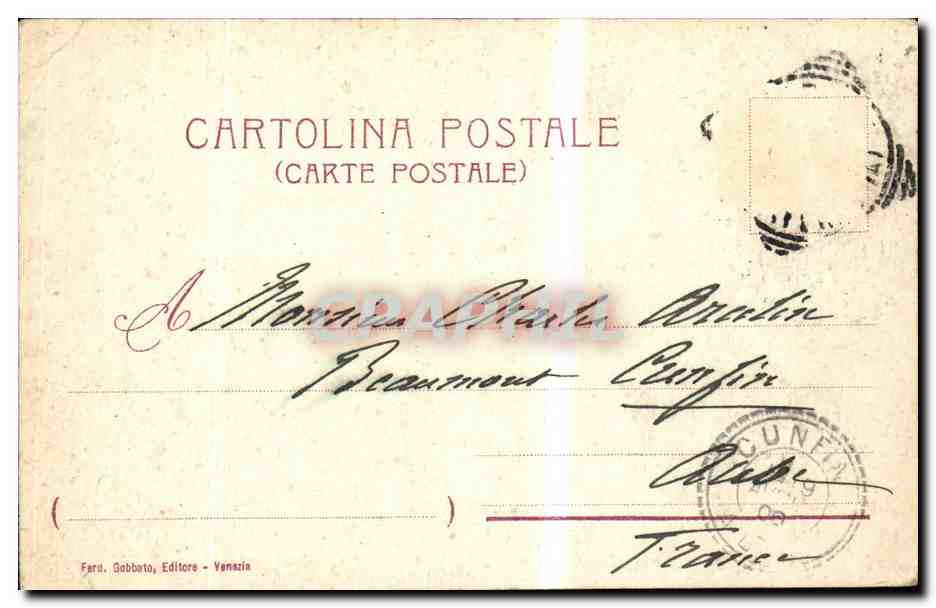 CPA Italie Italia Venezia Canal grande  — Rückseite