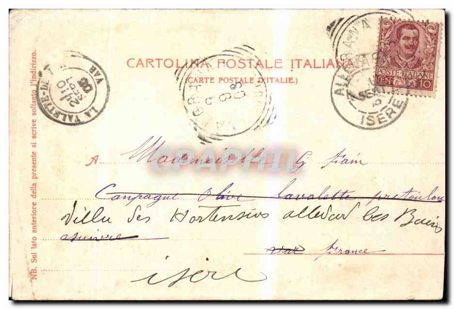 CPA Italie Italia SAvona Via Paleocapo — Rückseite