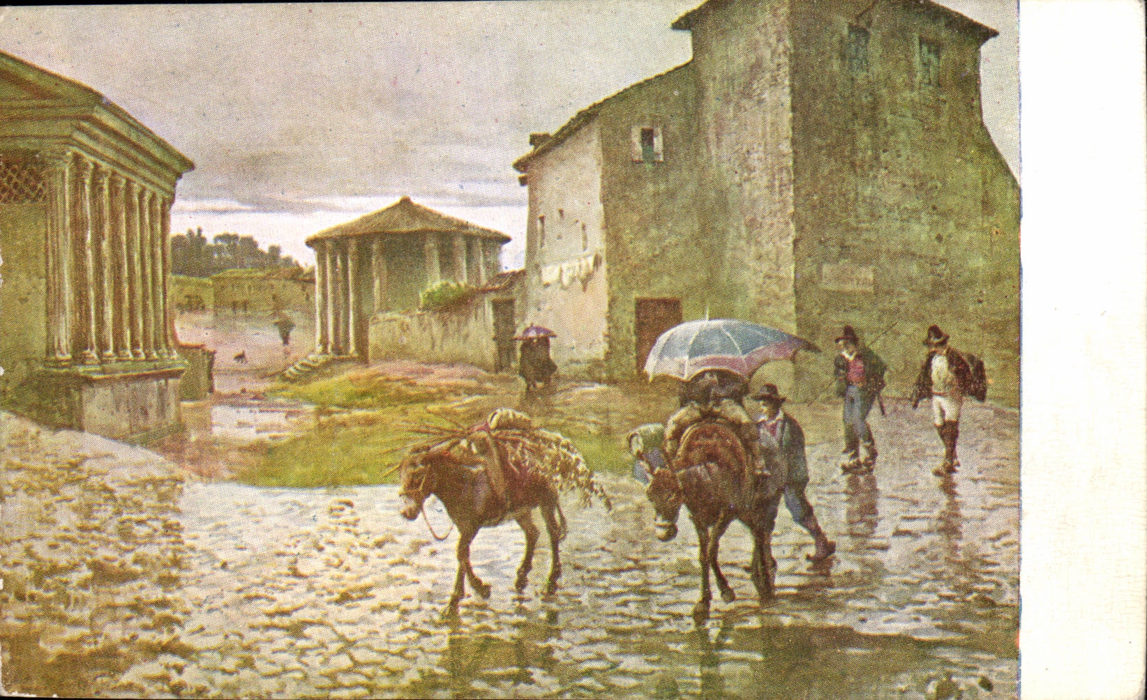 CPA Italie Italia Dalla via di Ponte Rotto Il templio della Fortuna Virile Il Tempio d'Ercole Ane Donkey