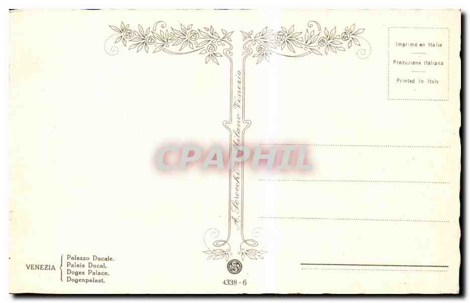 CPA Italie Italia Venezia Palazzo Ducale — Rückseite