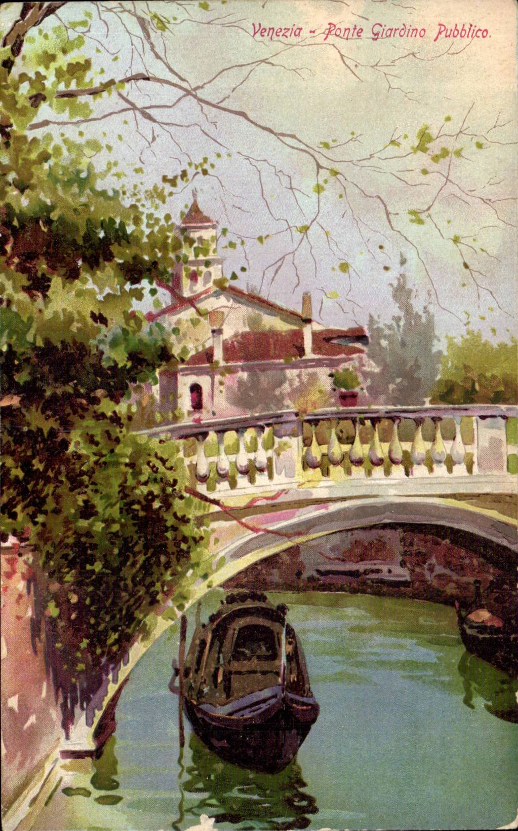 CPA Italie Italia Venezia Ponte Giardino Publico