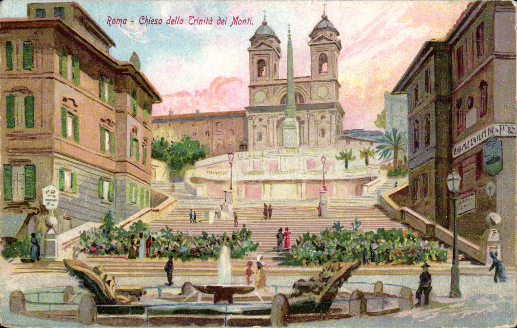CPA Italie Italia Roma Chiesa della Trinita del Monti