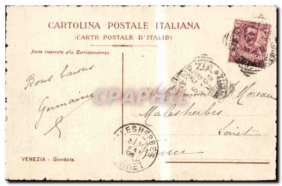 Italie - Italie - Italy - Veneto - Venezia - Venice - Gondola - CPA  — Verso