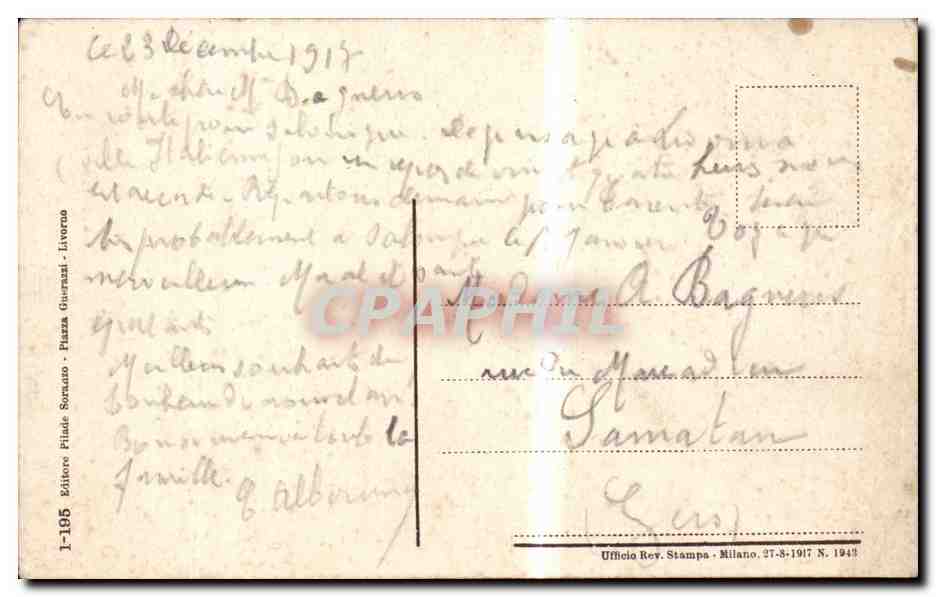 Italia - Italy - Italie - Livorno - Piazza Vittorio Emanuele CPA  — Rückseite