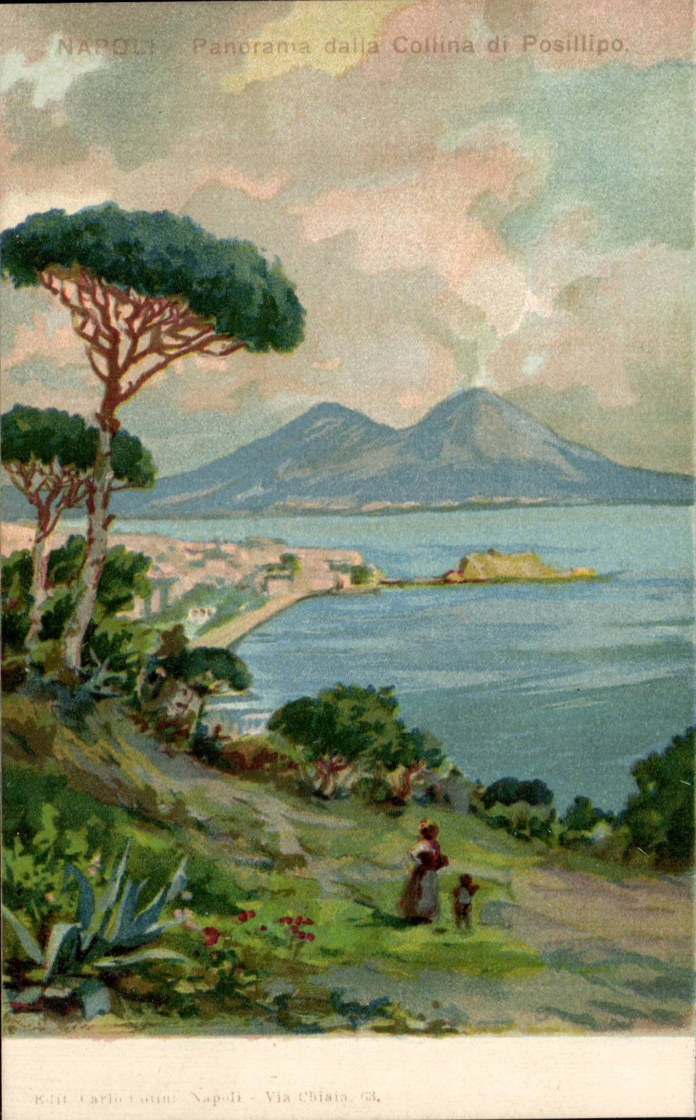 CPA Italie Italia Napoli Panorama dalla colina di Posillipo