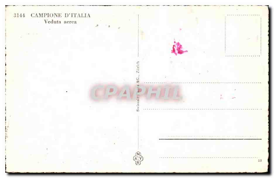 Italia - Italie - Italy - Campione d'Italia - Veduto acrea - CPA  — Rückseite