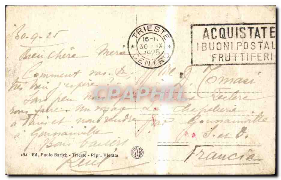 Italie - Italia - Italy - Trieste - Veduta del Porto - CPA  — Rückseite