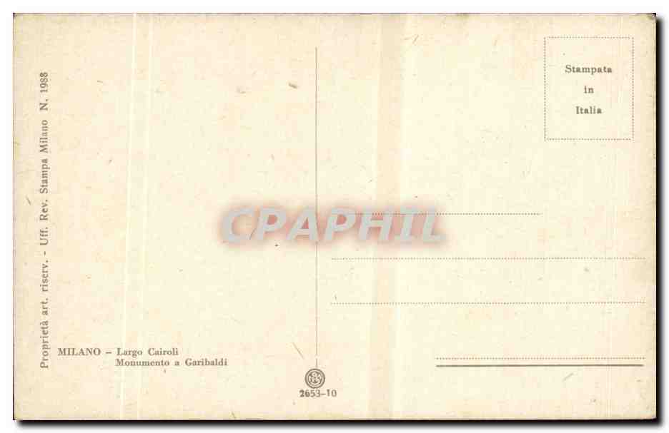 Italie - Italy - Italia - Milan - Milano - Largo Cairoli - CPA  — Rückseite