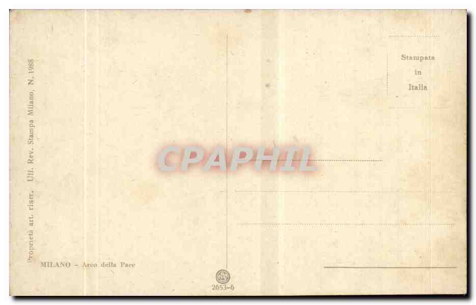 Italie - Italy - Italia - Milano - Milan - Arco della Pace - CPA  — Rückseite