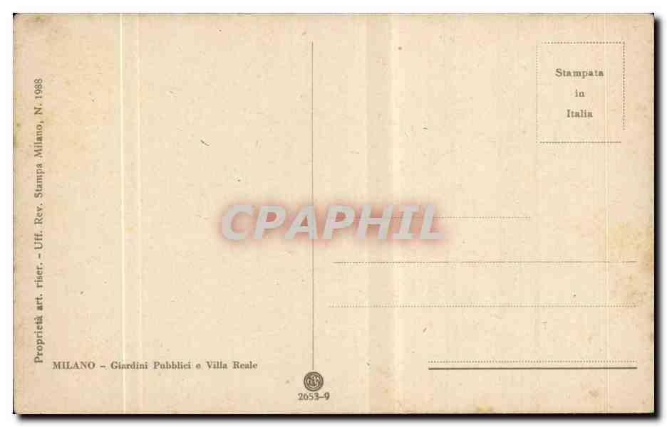 Italia - Italie - Italie - Miolano - Milan - Giardini Pubblici e Ville Reale - CPA  — Rückseite