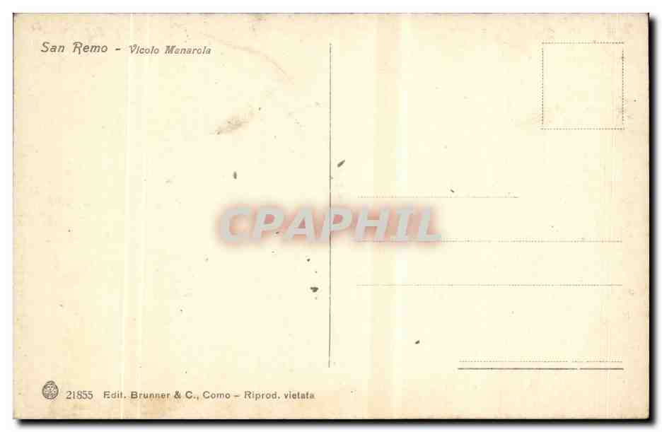 Italia - Italie - Italy - San Remo - Vicolo Menarola - CPA  — Rückseite