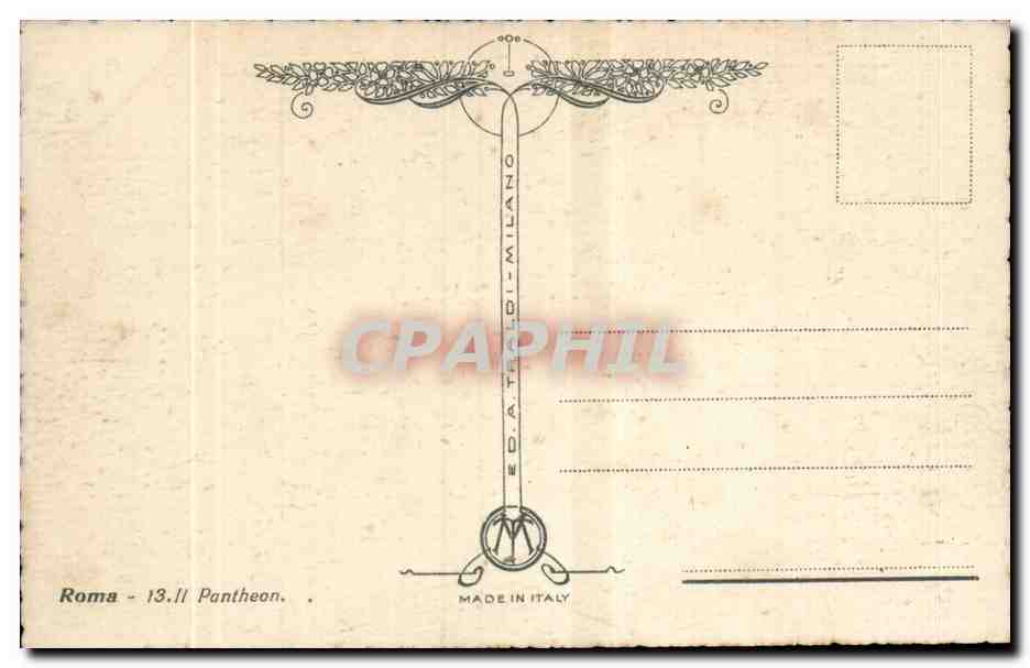 Italia - Italie - Italy - Roma - Rome - Il Pantheon - CPA  — Rückseite