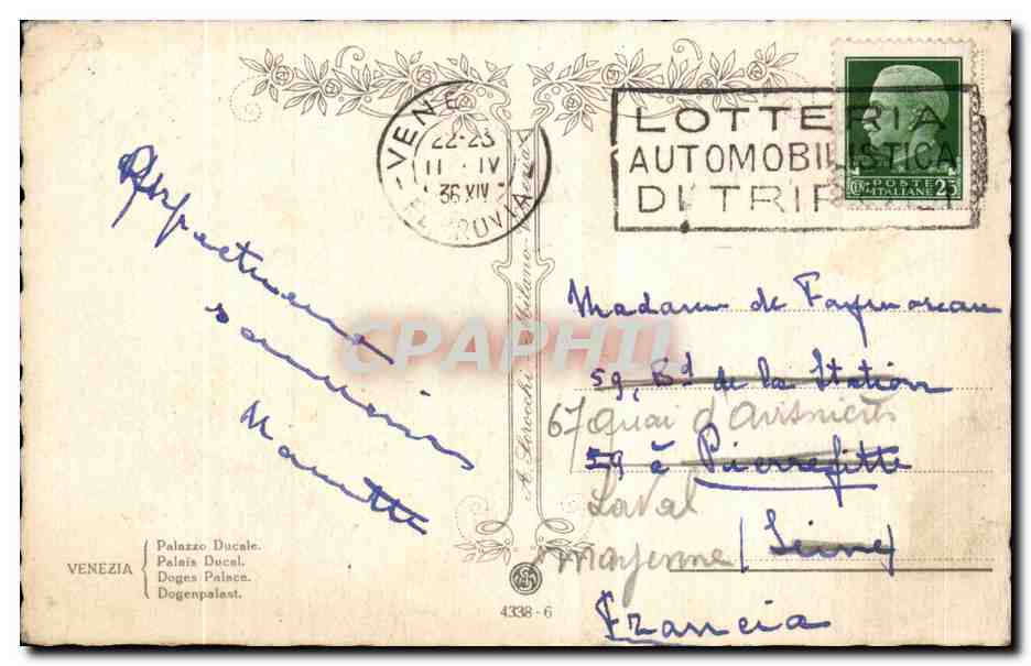 Italia - Italie - Italy - Venezia -- Venice - Palazzo Ducale - CPA  — Verso