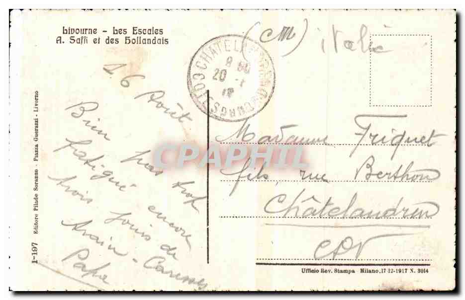 Italie - Italia - Italy - Saluti da Livorno - - CPA  — Rückseite