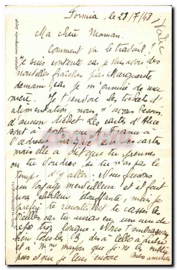 Italie - Italia - Italy - Saluti da Formia - CPA  — Rückseite