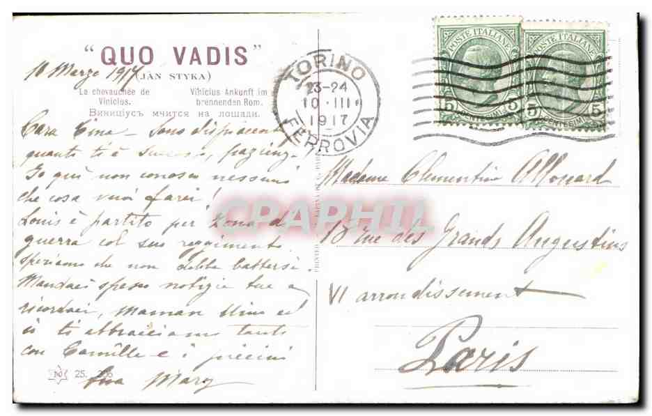 CPA La chevauchee de Vinicius Quo Vadis — Verso